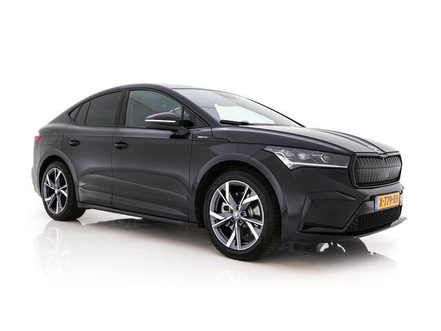 Skoda Enyaq iV Coupé 85 Sportline [ 3-Fase ] {SOH-95%} (INCL.BTW) *PANO | ADAPTIVE-CRUISE | LEATHER-ALCANTARA | FULL-LED | BLINDSPOT | HEATED-SPORTSEATS | CAMERA | KEYLESS | PRIVACY-GLASS | SHIFT-PADLLES | TOWBAR | 20''ALU*