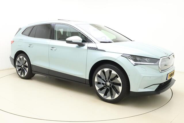 Skoda Enyaq iV 80 Business Edition Plus SOH: 99% | Trekhaak uitklaapbaar | Lederen bekleding | 21" Lichtmetalen velgen | Keyless | Stoelverwarming | Schuif/kanteldak | Weinig kilometers
