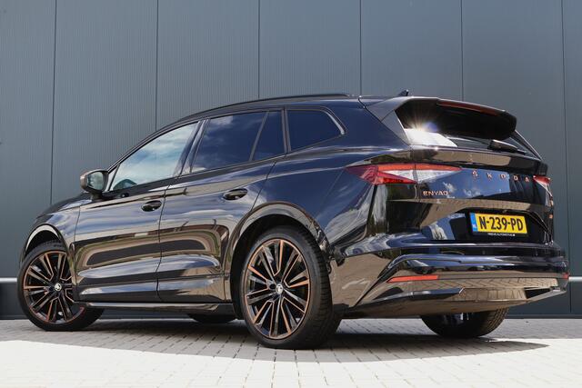 Skoda Enyaq iV 60 Founders Edition Black 94,2% soh! | Crystal Face | Camera | Leer | Stuurverwarming | Elektr. Achterklep | 21 Inch lichtmetaal