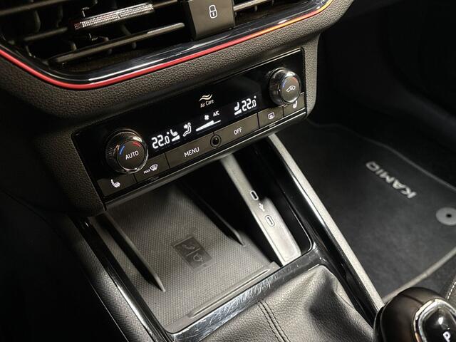 Skoda Kamiq 1.0 TSI Sportline Automaat (RS KUIPSTOELEN, VIRTUAL COCKPIT, APPLE CARPLAY, GROOT NAVI, STOELVERWARMING, ADAPTIVE CRUISE, GETINT GLAS, ZWART HEMEL, NIEUWSTAAT)