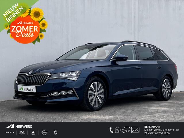 Skoda SUPERB Combi 1.4 TSI iV PHEV Business Edition Plus / Dealer onderhouden / 1.600 kg trekgewicht / EAER bereik 62 km / Digitaal dashboard / Stuur-, stoel- en voorruitverwarming / Adaptive CC / Dode hoek detectie /