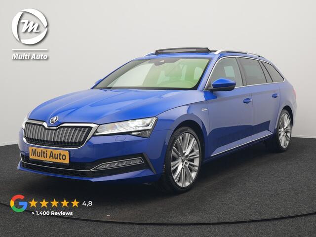 Skoda SUPERB Combi 1.4 TSI iV Laurin & Klemet Plug In Hybrid 218pk Dealer O.H. PHEV | Trekhaak Af Fabriek | Panodak | Adaptive Cruise | 360 Camera | Lederen Sportstoelen Ventilatie & Memory & Massage | Canton Audio | Crystal LED | Stuur Verwarmd | Sfeerverlichting |
