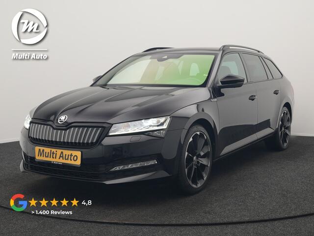 Skoda SUPERB Combi 1.4 TSI iV Sportline Business PHEV 218pk Dealer O.H | Trekhaak af Fabriek | Adaptive Cruise | 360 Camera | Alcantara Sportstoelen Memory | 19"L.M | Keyless | Crystal LED | Plug In Hybrid |