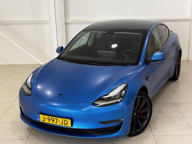 Tesla Model 3 Performance AWD 75 kWh | FSD Full Self driving | 89% SOH | Performance | Blauw Wrap |