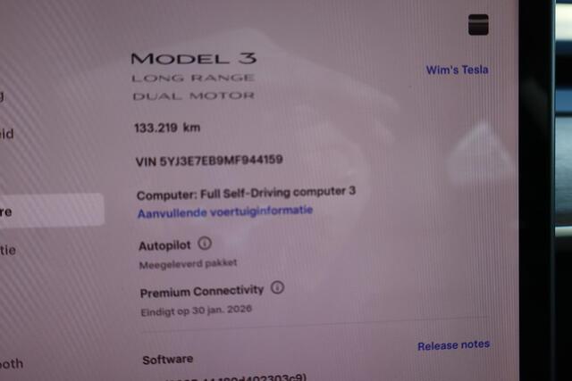 Tesla Model 3 Long Range AWD 75 kWh 91,6% SOH, BTW Auto, Warmtepomp, 3060 Camera, Lederen interieur, Stoel- en stuurverwarming, BTW Auto