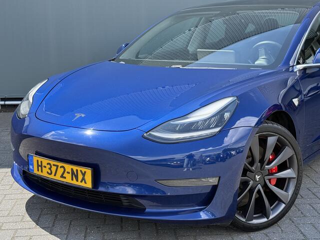 Tesla Model 3 BWJ 2020 Performance 463 PK AWD 75 kWh CAMERA | LEDER | PANORAMA | LMV | CLIMA | CRUISE | BLUETOOTH | NAVI | KEYLESS | STOELVERW. | MULTIFUNCT. STUUR