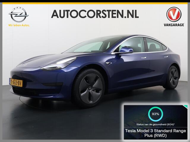 Tesla Model 3 RWD Plus 325PK SOH 93% Lmv 18" AutoPilot FSD-3 Leder Pano-dak Adaptive-Cruise Camera's Elektr.-Stuur+Stoelen+Spiegels+Geheugen+Easy-Entry+Verwarmde stoelen Park assistent Pdc WIFI Lane-Assist Speed-Assist Navi LED Comfortstoelen ACC DAB Voorverwarmen inte