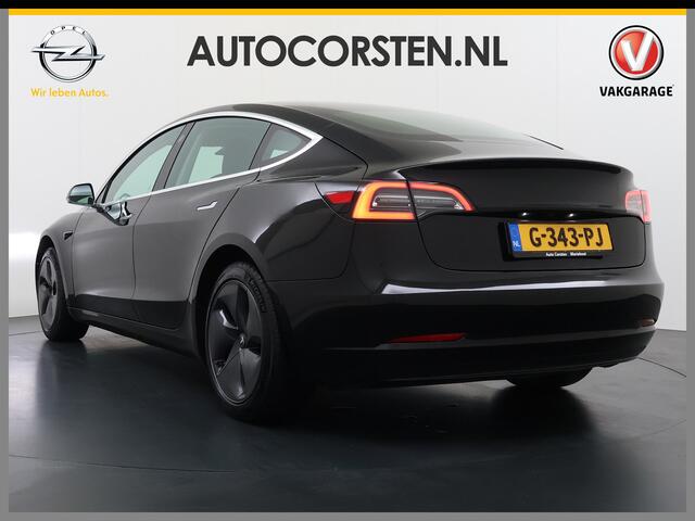 Tesla Model 3 RWD Plus 325PK Lmv 18" AutoPilot Leder Panoramadak Adaptive-Cruise Camera's Elektr.-Stuur+Stoelen+Spiegels+Geheugen+Easy-Entry+Verwarmde stoelen Park assistent Pdc WIFI Lane-Assist Speed-Assist Navi LED ACC DAB Voorverwarmen interieur via App Keyless One-