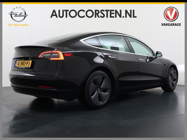 Tesla Model 3 RWD Plus 325PK Lmv 18" AutoPilot Leder Panoramadak Adaptive-Cruise Camera's Elektr.-Stuur+Stoelen+Spiegels+Geheugen+Easy-Entry+Verwarmde stoelen Park assistent Pdc WIFI Lane-Assist Speed-Assist Navi LED ACC DAB Voorverwarmen interieur via App Keyless One-