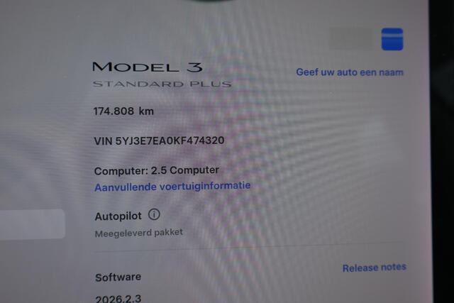 Tesla Model 3 Standard RWD Plus 60 kWh 86,7% SOH, Trekhaak, Autopilot computer 2.5, 360 Camera, Elektrische ramen, Lederen interieur