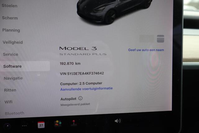 Tesla Model 3 Standard RWD Plus 60 kWh 85,4% SOH, Autopilot computer 2.5, 360 Camera, Auto moet nog gereinigd worden!