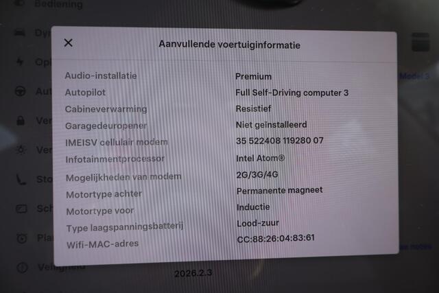 Tesla Model 3 Long Range AWD 75 kWh Lederen interieur, Trekhaak, 360 Camera, Moet nog gereinigd worden.
