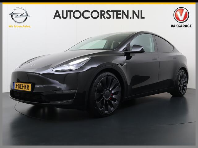 Tesla Model Y Performance AWD 75kWh SOH 95% Warmtepomp Panoramadak Navi Ecc Leder Lmv 21" Keyless Led Elek.Achterklep Memory Stoel+Stuurverwarming AMD-Ryzen­(TM)-Processor 1e Eigenaar Origineel Nederlandse Auto fabrieksgarantie tot 14-12-2027 Batterij en Motorgarantie 