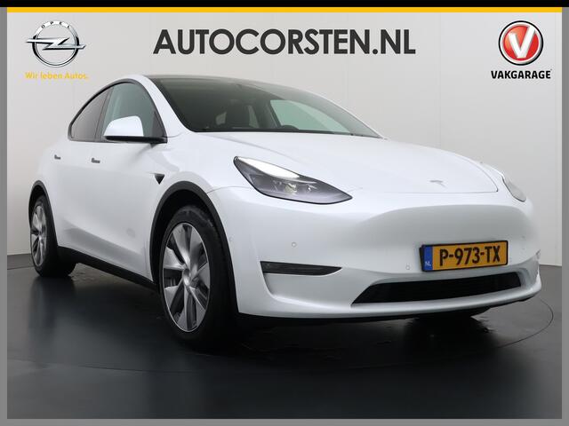Tesla Model Y Long Range AWD 75kWh Trekhaak SOH 91% Warmtepomp Autopilot Leder Panoramadak Elektr.Stuur+Stoel+Verwarmd Navi Ecc Premium Audio Keyless Privacyglas 4WD Camera's Elektr.AchterKlep Parkeer Assistent Sentry-Mode Bluetooth Dodehoek detector Connected services