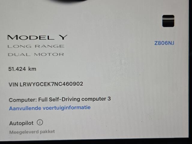 Tesla Model Y Long Range AWD 75 kWh | VERWACHT | Snelladen | Autopilot | Pano | Camera | Memory | Stoel/Stuurverw.