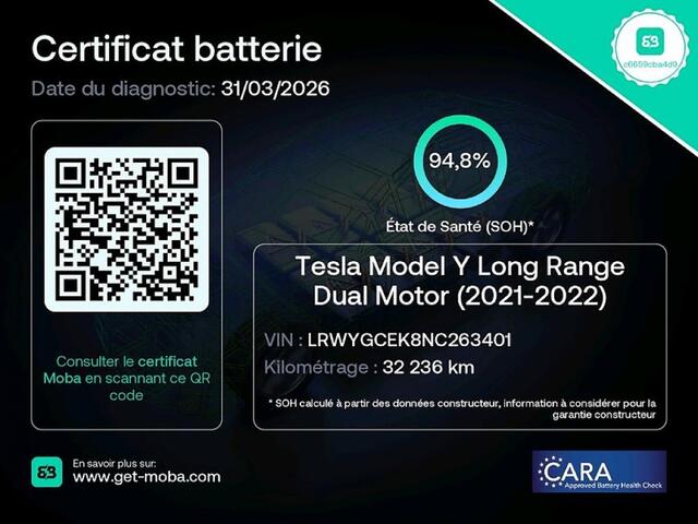 Tesla Model Y Long Range AWD 75 kWh *SOH 94%* LEDER | PANORAMADAK .