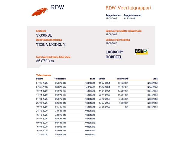 Tesla Model Y RWD 300PK LFP Accu SOH 92,5% Trekhaak Warmtepomp Leder Navi Ecc Adap.Cruise Panoramadak Camera's Stuur+Stoelverwarming Led Traffic-Aware Cruise Control Toybox Elek.Achterklep 1.600KG Trekgewicht 1e Eigenaar Origineel Nederlandse Auto
