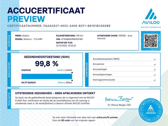 Toyota bZ4X 71 kWh - SUBARU UITVOERING!! - SOH 99,8% - ORIGINEEL NEDERLANDSE AUTO - LEDEREN BEKLEDING - PARKEERSENSOREN VOOR/ ACHTER - 20 INCH LICHT METALEN VELGEN MET GOOD YEAR BANDEN - 360 GRADEN CAMERA - ELEKTRISCHE STOELVERSTELLING BESTUURDER - ELEKTRISCHE ACHTE