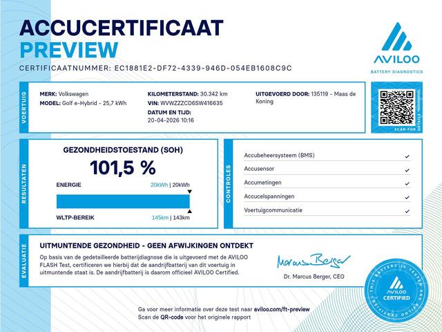 Volkswagen GOLF 1.5 eHybrid 204pk DSG Life Edition · SOH 100% · Camera · Apple/Android Car Play · P-Sensoren · Soel&-Stuurverwarming · 18'' Inch · Garantie t/m 16-06-2029 of 100.000km