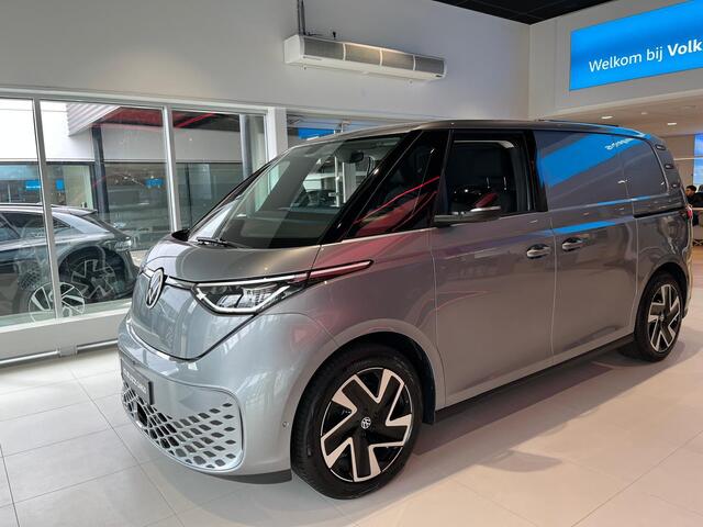 Volkswagen ID. Buzz Cargo Bedrijfswagens Bulli edition Elektromotor 250 kW (340 pk) 250 kW | Achterlichten led, luxe uitgevoerd incl. dynamische knipperlichten | Open & close pakket plus | Schuifdeuren links en rechts elektrisch | Verwarmbaar multifunctioneel stuurwiel met leder b