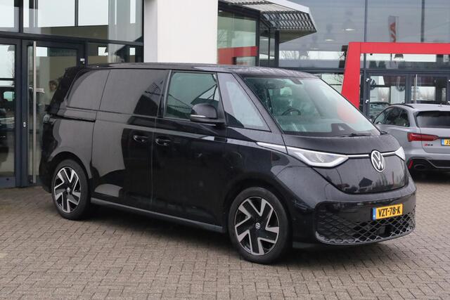 Volkswagen ID. Buzz Cargo 77 kWh 2 x schuifdeur trekhaak wegklapbaar led matrix multimedia pakket plus stuurwielverwarming multifunctioneel met leder voorstoelen verwarmbaar voorruit verwarmbaar bindrails laadruimte laadvloer park assist achterdeuren 20" Solna velgen 2 x voorstoel