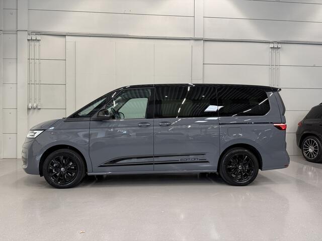 Volkswagen MULTIVAN 1.4 eHybrid L2 EDITION 7p. PANO/TREKHAAK/LEER/HEAD-UP/IQ-LIGHT/ACC/ADAPTIVE-ONDERSTEL/SFEER/CAMERA/CARPLAY/ELECTR.SCHUIFDEUREN/18"BLACK/TWO-TONE PURE GREY MET DEEP BLACK/VOLLEDIGE VW DEALER HISTORIE, NET OH BEURT GEHAD