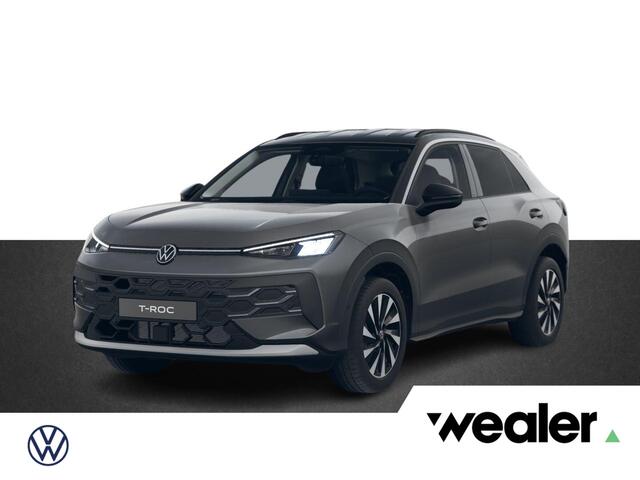 Volkswagen T-Roc Life First Edition 1.5 eTSI 85 kW / 116 PK DSG | Trekhaak wegklapbaar | Multimedia pakket | Ambient pakket | Tech pakket | Intropakket met 18" Huntsville Black velgen | Dynamische naafkappen | Dorpellijsten alu T-Roc | VW ventieldopjes | Zonnewering T-Roc