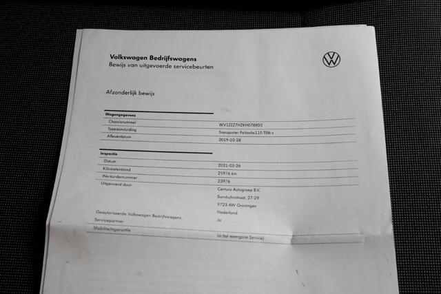 Volkswagen TRANSPORTER 2.0 TSI 150pk Benzine L2H3 Trendline Airco/Camera BPM-VRIJ 03-2019