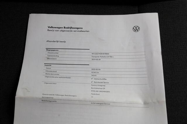 Volkswagen TRANSPORTER 2.0 TSI 150pk Benzine L2H3 Trendline Airco/Camera BPM-VRIJ 03-2019