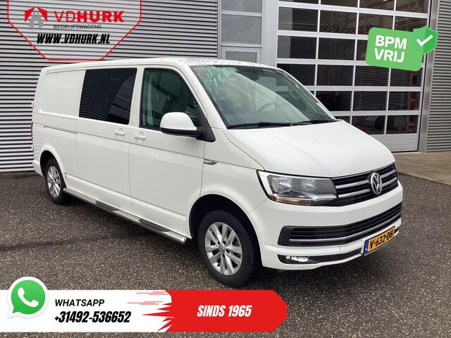 Volkswagen TRANSPORTER T6 2.0 TDI 150 pk DSG Aut. L2 Highline E6 DC Dubbel Cabine BPM VRIJ! Carplay/ Alarm/ Leder/ Cruise/ PDC/ Sidebars/ Trekhaak/ LMV/ DAB