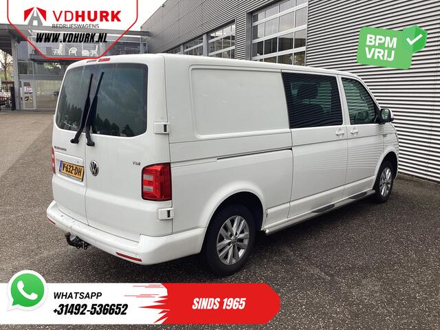 Volkswagen TRANSPORTER T6 2.0 TDI 150 pk DSG Aut. L2 Highline E6 DC Dubbel Cabine BPM VRIJ! Carplay/ Alarm/ Leder/ Cruise/ PDC/ Sidebars/ Trekhaak/ LMV/ DAB