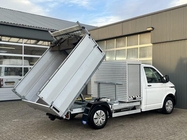 Volkswagen TRANSPORTER 2.0 TDI 150pk Pick up Kipper Airco Cruise controle 1e eigenaar Telefoonverbinding Dealer onderhouden Gereedschapskist 3-Persoons Kieper P-up Doka Pritsche Euro 6