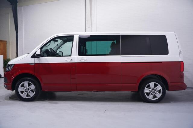 Volkswagen TRANSPORTER 2.0 TDI L2H1 Dubbel Cabine 5-Zits, Two-tone Rood / Wit, 2x Schuifdeur, Navi, Leder, PDC V+A, NAP