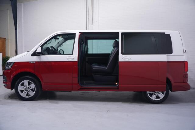 Volkswagen TRANSPORTER 2.0 TDI L2H1 Dubbel Cabine 5-Zits, Two-tone Rood / Wit, 2x Schuifdeur, Navi, Leder, PDC V+A, NAP