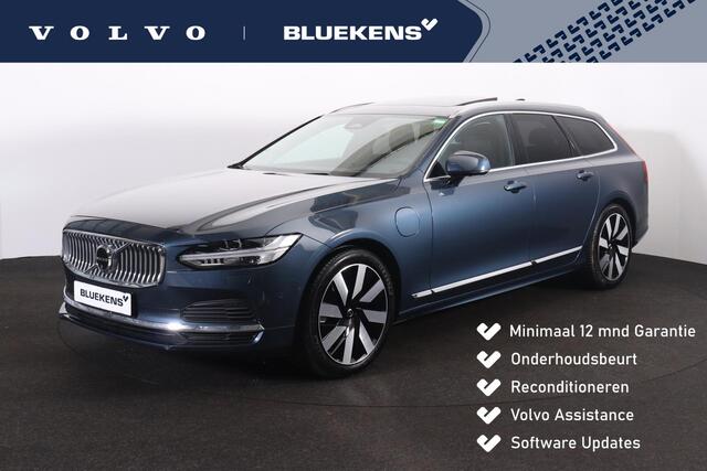 Volvo V90 T8 Recharge AWD Ultra Dark - Panorama/schuifdak - IntelliSafe Assist & Surround - 360º Camera - Harman/Kardon audio - Adaptieve LED koplampen - Verwarmde voorstoelen, stuur & achterbank - Parkeersensoren voor & achter - Elektr. bedienb. voorstoelen met ge