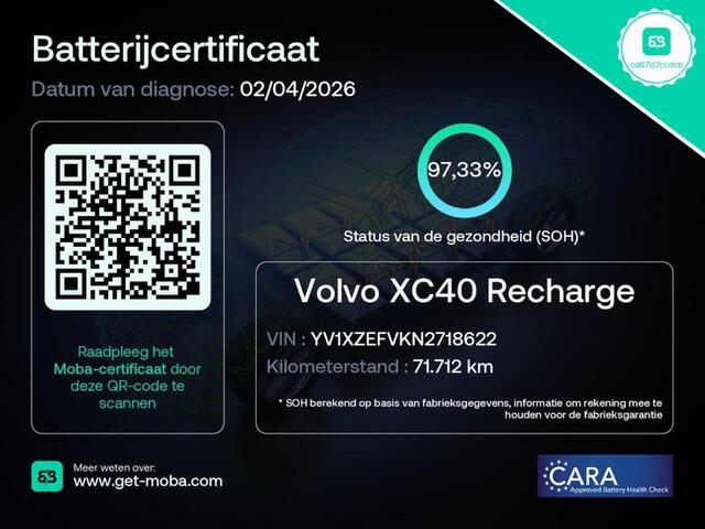 Volvo XC40 RECHARGE PRO 70KWh PANODAK/2-TONE/LED/NL-AUTO/1E EIG./SOH 97,3%